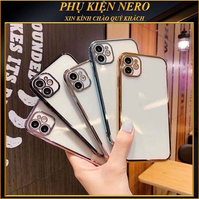 Ốp Lưng iPhone Viền Si Cạnh Vuông Dẻo Lưng trong suốt Bảo vệ Camera 7plus/8plus/x/xs/xsmax/11/12/13/14/pro/max