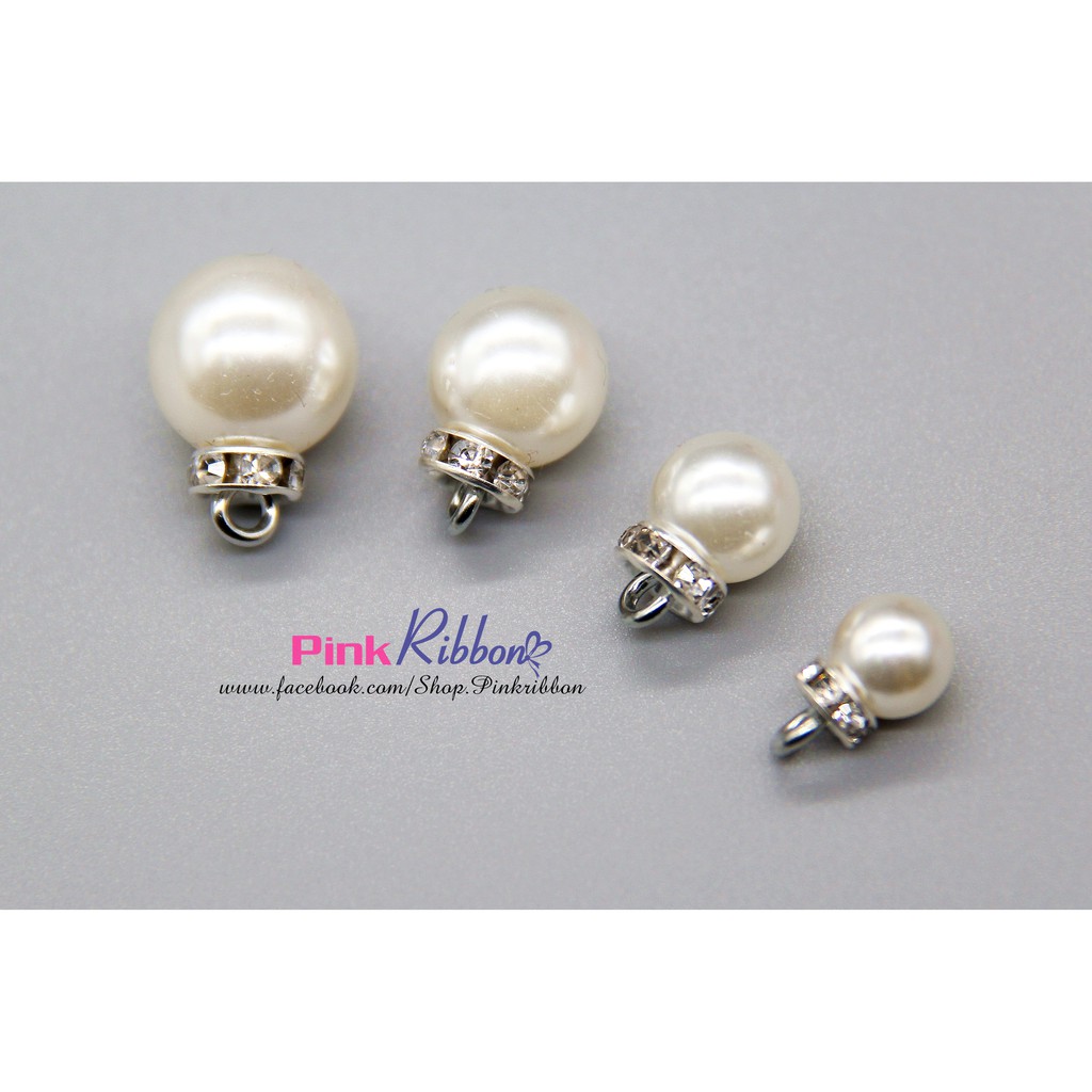 SET 5 HẠT - Hạt trai có khoen treo bạc và vàng đính đá