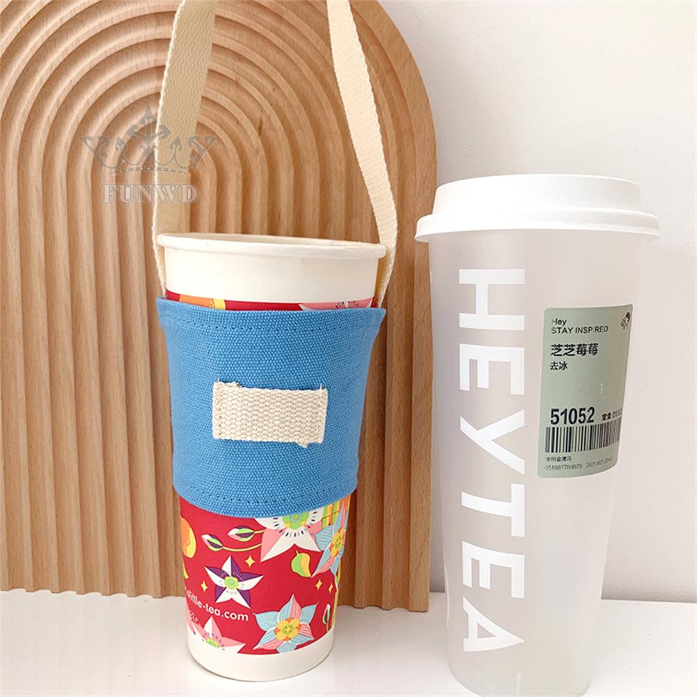 Túi Vải Canvas Đựng Ly Nước / Cà Phê / Sữa Đa Năng Có Thể Tái Sử Dụng Mới