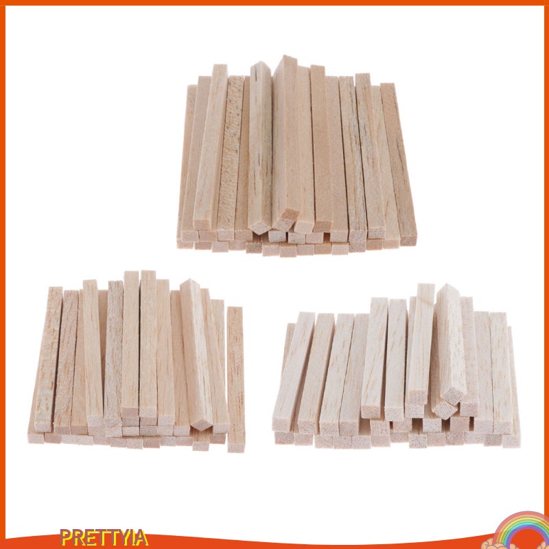Bộ 30 Thanh Gỗ Balsa Hình Vuông Mini Chưa Sơn Dùng Để Trang Trí