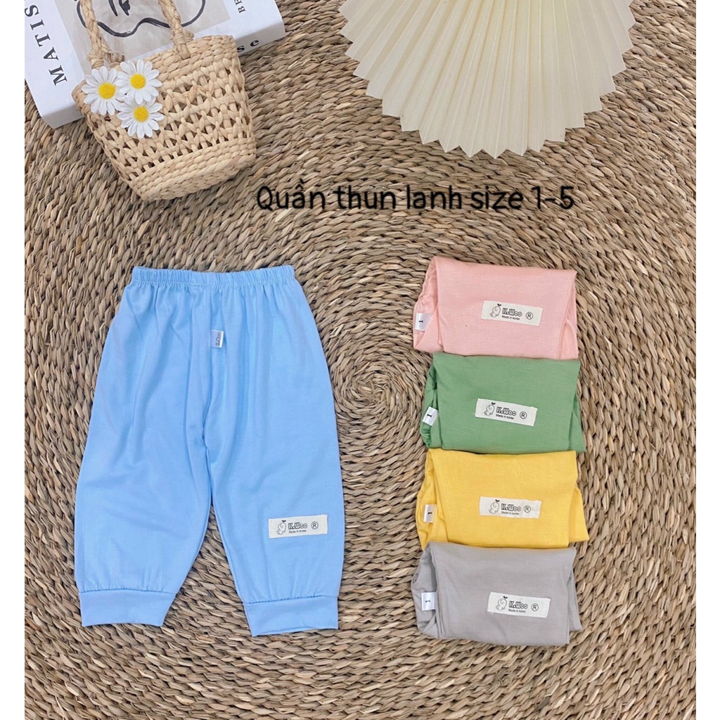 Sét 5 quần dài vải thun lạnh mềm điều hòa cho bé 3-12kg