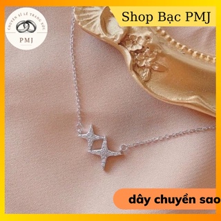dây chuyền bạc ngôi sao đôi may mắn,đơn giản “Siêu Hot”🍀 chất liệu Bạc Ta-bạc Pmj
