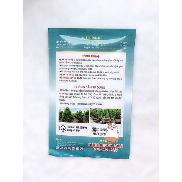 50g Phân Bón Phục Hồi Cây Mai ra rễ mạnh, đâm chồi nhiều,to nụ, to bông, gốc to, cây xanh dày lá tốt xum xuê gói 50g