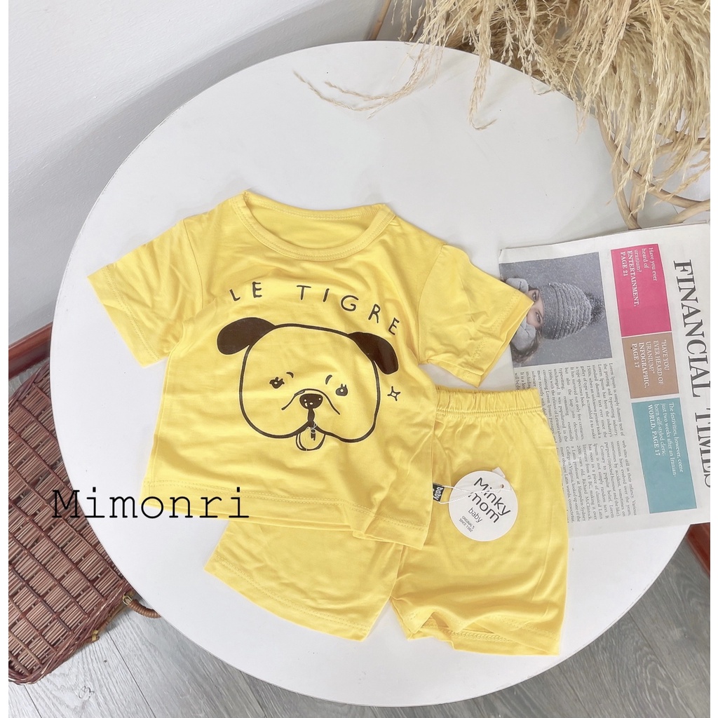 [SALE] Bộ Cộc Tay Cho Bé Trai, Bé Gái Minky Mom Vải Thun Lạnh Hoạ Tiết Cún Dễ Thương,  Đồ Bộ Cho Bé Mặc Nhà MKM2218