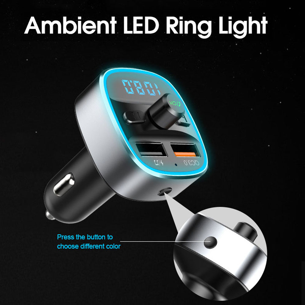 Máy Nghe Nhạc Mp3 Có Đèn Led 7 Màu Kết Nối Bluetooth Qc3.0 Cho Xe Hơi