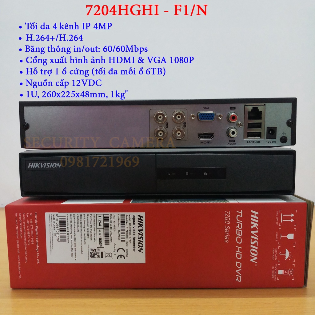 Đầu ghi hình 4/8 kênh HIKVISION Vỏ sắt 2MP/5MP chất lượng full 1080P/2k/3k, Hàng Chính Hãng 100%