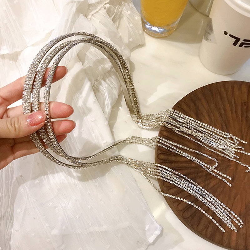Hàng Hàn Quốc Băng Đô Mũi Khoan, Viền Hẹp, Toàn Bộ Mũi Khoan Thoát Nước Mỏng Lấp Lánh Với Kim Cương Toàn Diện Kẹp Tóc Nén Mỏng