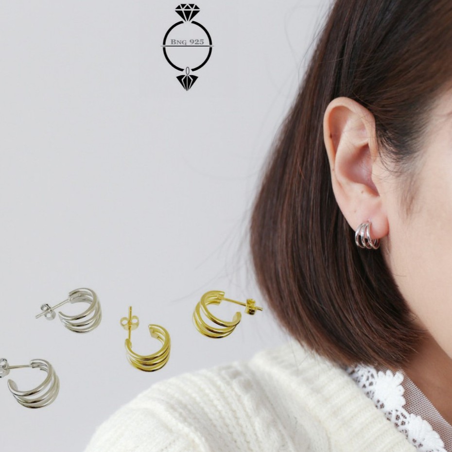 Bông tai bạc ý 925 xoắn lò xo cho nữ trẻ trung