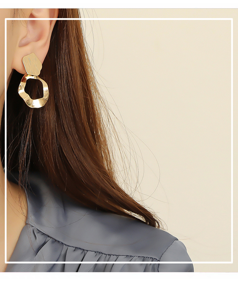 Khuyên tai kim loại phong cách Hàn Quốc retro thời trang