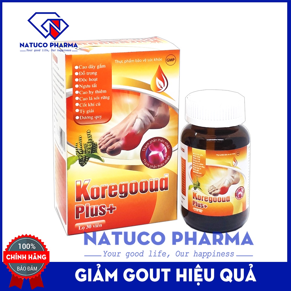 KORE GOOUD PLUS - Viên uống giảm Gút từ Thành phần 100% thảo dược - giảm acid máu, giảm đau, sưng do gout - Hộp 30 viên