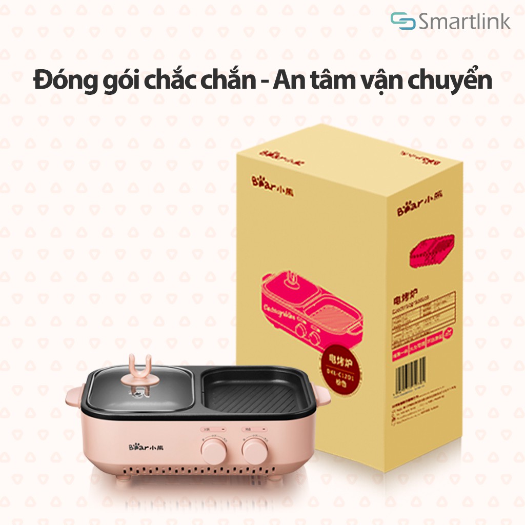 Bếp lẩu nướng điện đa năng Bear DKL-C12D1 2 ngăn, mini 2 trong 1 - Bảo hành 18 tháng