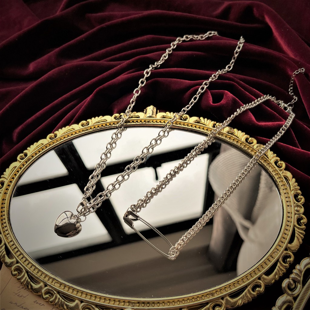 [Xả kho] Vòng cổ xích LAYER cá tính có thể tách set danh cho nam nữ - dây chuyền mặt trái tim