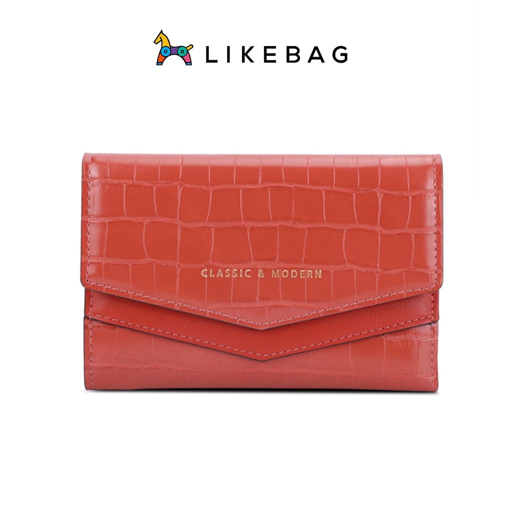 Ví nữ gập dáng dài cầm tay LIKEBAG da cá sấu chính hãng T6210-001 - LIBAGI