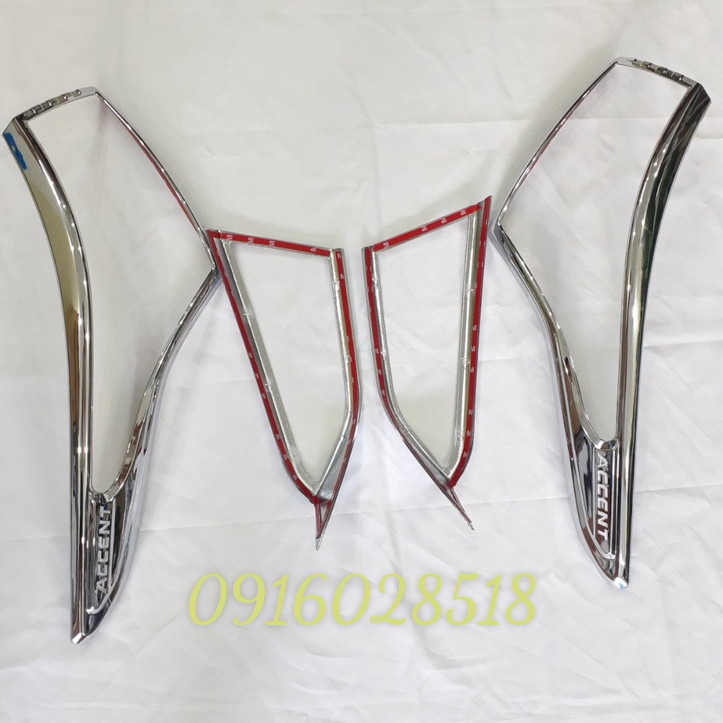 Phụ kiện đồ chơi xe Accent 2021 2022 Bộ Ốp đèn pha hậu trước sau xe ô tô xi mạ Crom