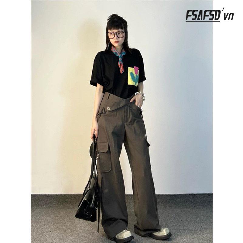 Quần Yếm Dài Ống Rộng Phong Cách Retro Thời Trang Cho Nữ