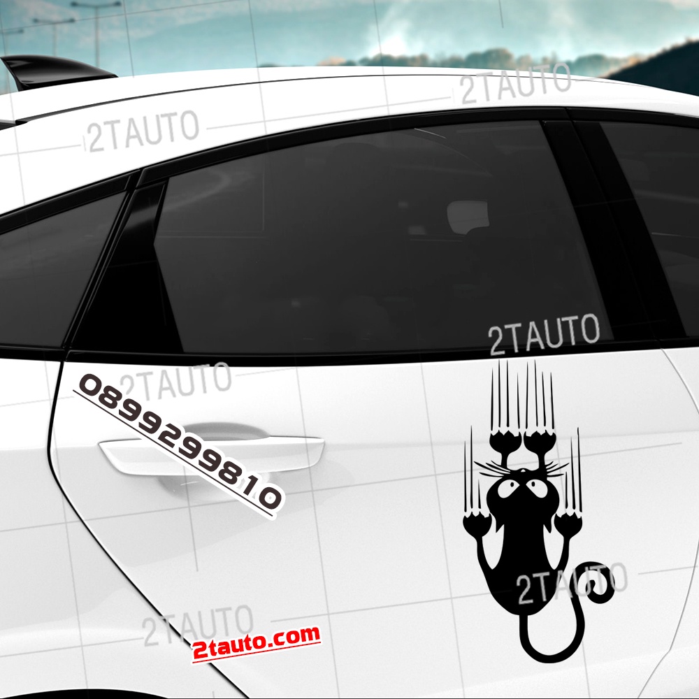 Tem decal HÌNH CON MÈO dán xe nhiều kích thước, chống thấm nước, logo CHÚ MÈO dán trang trí ô tô xe hơi - MẪU 3