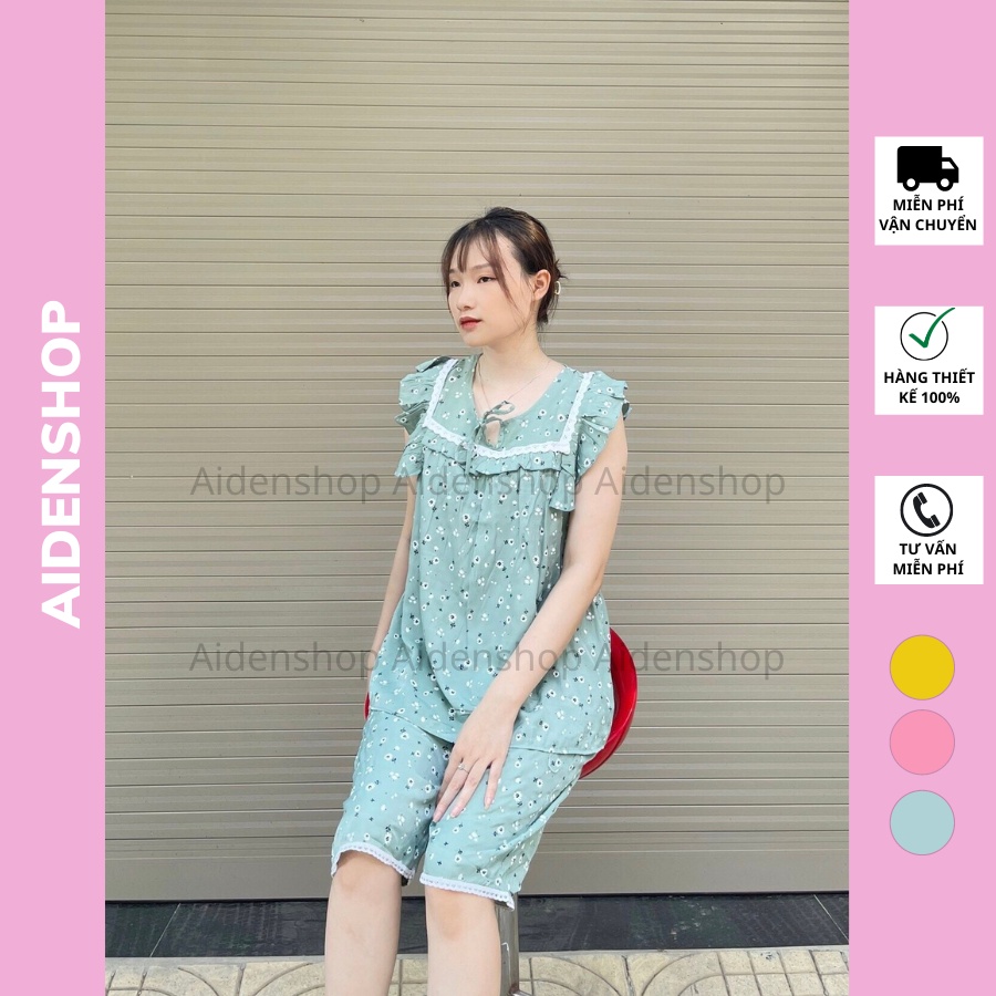 Bộ bầu mặc nhà chất đũi hàn mát mùa hè Aidenshop màu Xanh,Hồng,Vàng