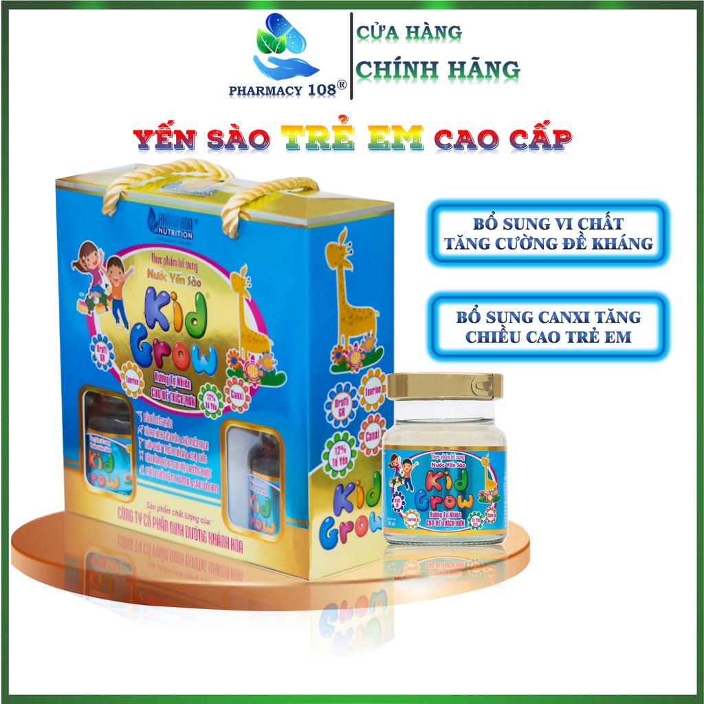 Nước uống yến Sào ✅BỔ SUNG CANXI✅Yến sào Kid Grow bổ sung vi chất, canxi tăng chiều cao 6 lọ 70ml