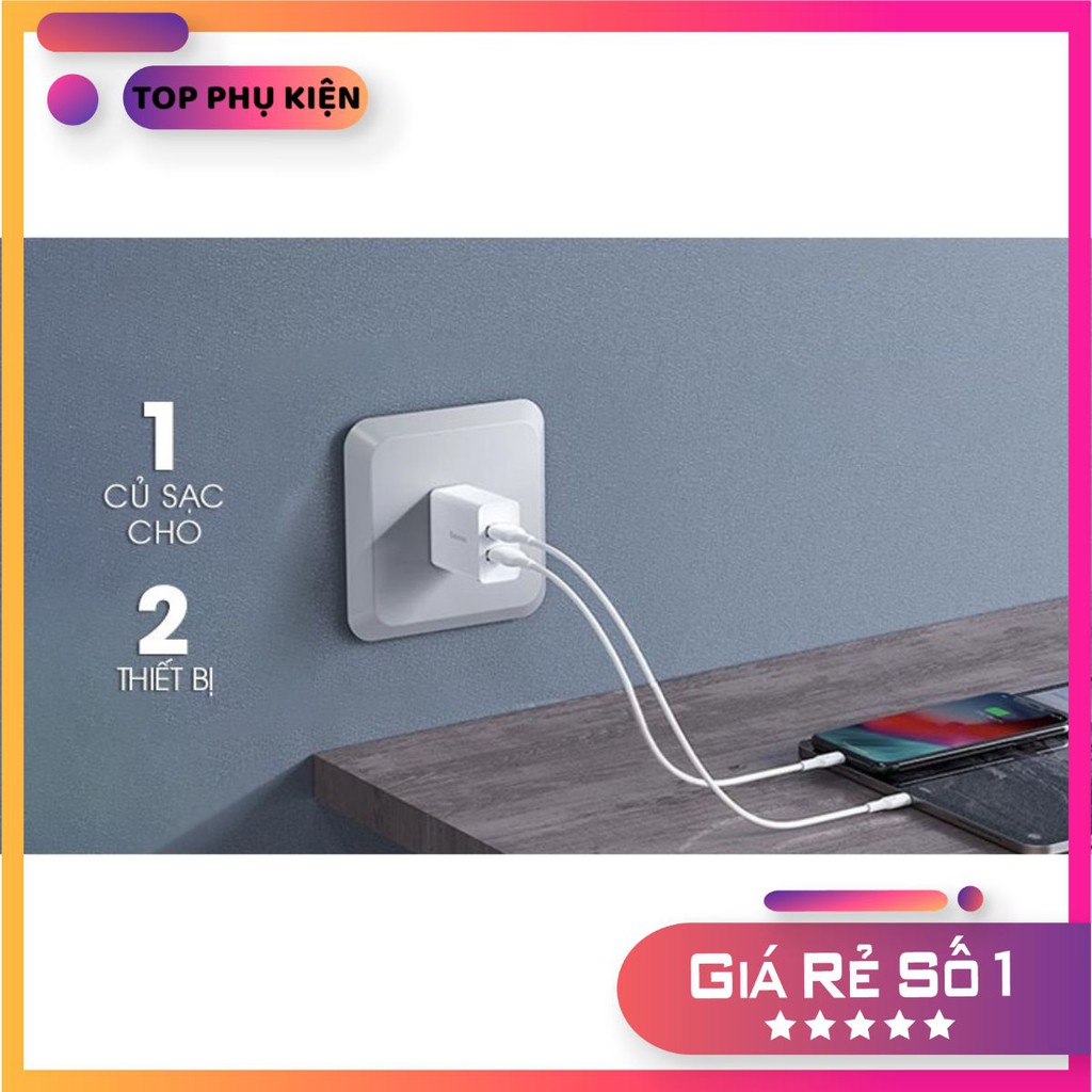 Cốc sạc nhanh 10.5W 2 cổng USB Baseus CCFS-M02 -Bảo hành 1 đổi 1 Giá rẻ nhất shopee 2020