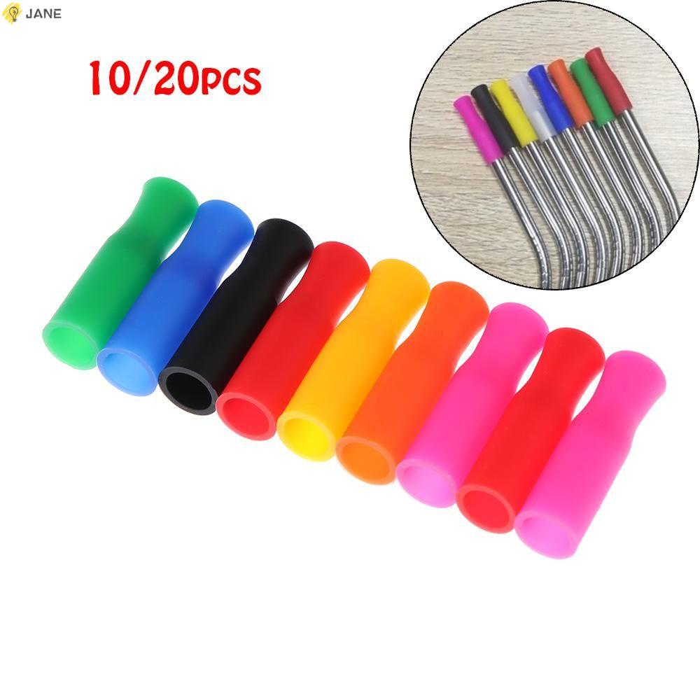 Set 10 / 20 đầu gắn ống hút inox bằng silicon cao cấp tiện dụng