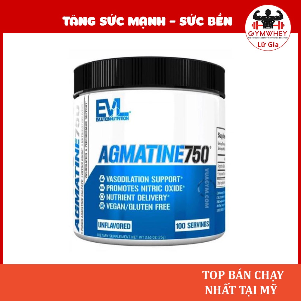 EVL Agmatine Viên Uống Tăng Sức Mạnh,Pump Cơ Trước Tập Cho Người Chơi Thể Thao (100 Lần Dùng) - Không Mùi Vị