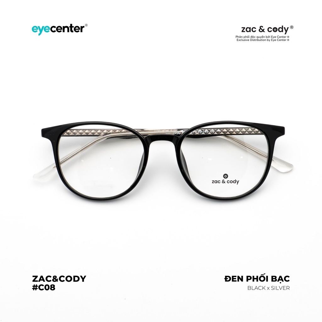 Gọng kính cận nam nữ chính hãng ZAC &amp; CODY C08S lõi thép chống gãy nhập khẩu by Eye Center Vietnam