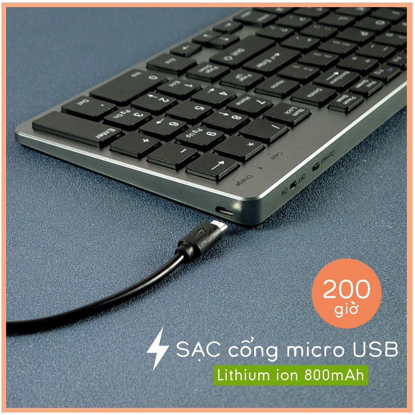 Bàn phím không dây K635 - Kết nối cùng lúc 3 trong 1 - Bluetooth và USB 2.4GHz. SP Mới BH 1 năm