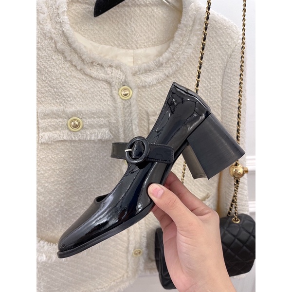 Giày búp bê gót cao 6.5cm da thật thương hiệu Carel cao cấp có 2 màu