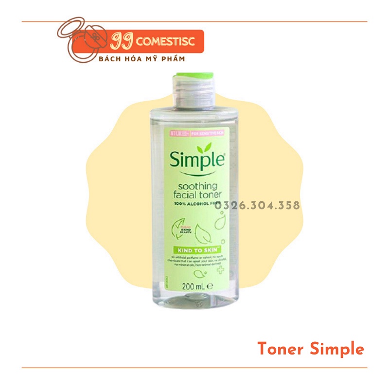 [HÀNG CHUẨN] Nước hoa hồng Simple Smoothing Facial Toner_Cân bằng độ PH_Hấp thụ dưỡng chất nhanh chóng