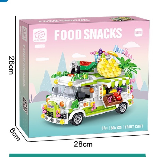 Lego Xếp Hình Con Gái Xe Chở Thức Ăn Food Snack Xe Chở Trái Cây Nước Uống đồ chơi ghép hình bé gái