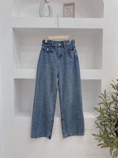 quần bò ống rộng túi giả lệch 1 bên | BigBuy360 - bigbuy360.vn