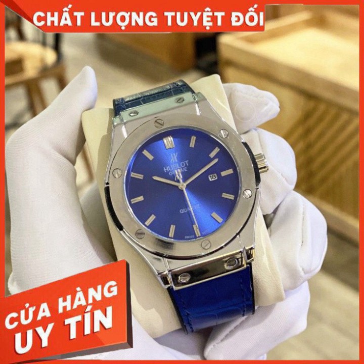 (Hublot.viền trơn ) Đồng hồ nam Hublot đẳng cấp thời trang - Mặt 42mm Dây da - Bảo hành 12 tháng