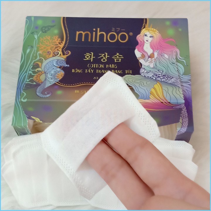 [ Hộp 80 Miếng] Bông Tẩy Trang Hàn Quốc Dạng Túi Xỏ Ngón Mihoo Mermaid Cotton Pads