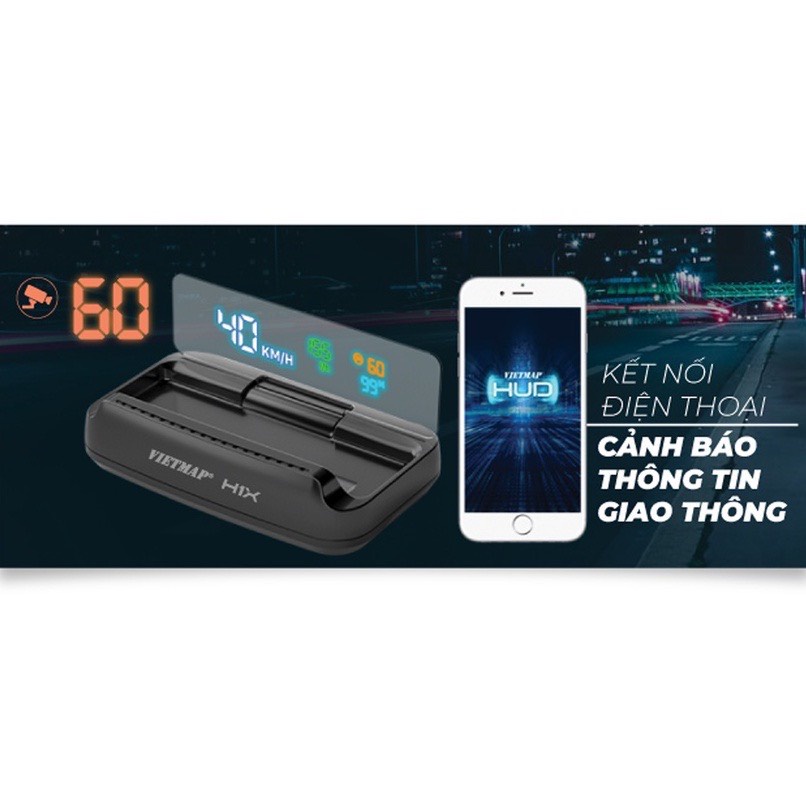 VIETMAP H1X - Màn Hình HUD Hiển Thị Thông Minh Cảnh báo biển báo - tốc độ - Hàng Chính hãng Đại Việt Auto