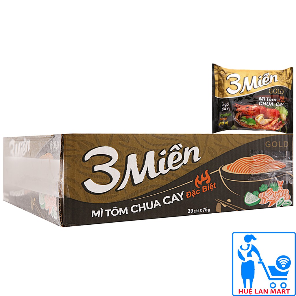 Mì Tôm Chua Cay 3 Miền Gold Thùng 30 Gói x 75g/gói | BigBuy360 - bigbuy360.vn