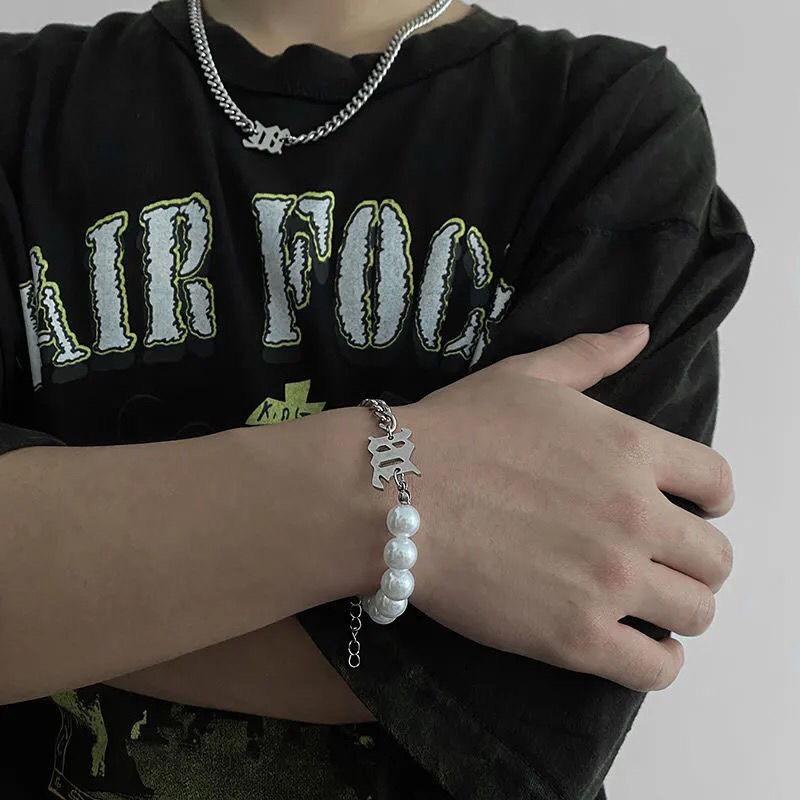 Vòng Tay Lắc Tay Hạt Trai Nam Nữ Unisex Phối Chuỗi Mắt Xích 7mm Kí Hiệu Chữ Misbhv TITAN Không Gỉ - Camcamvintage