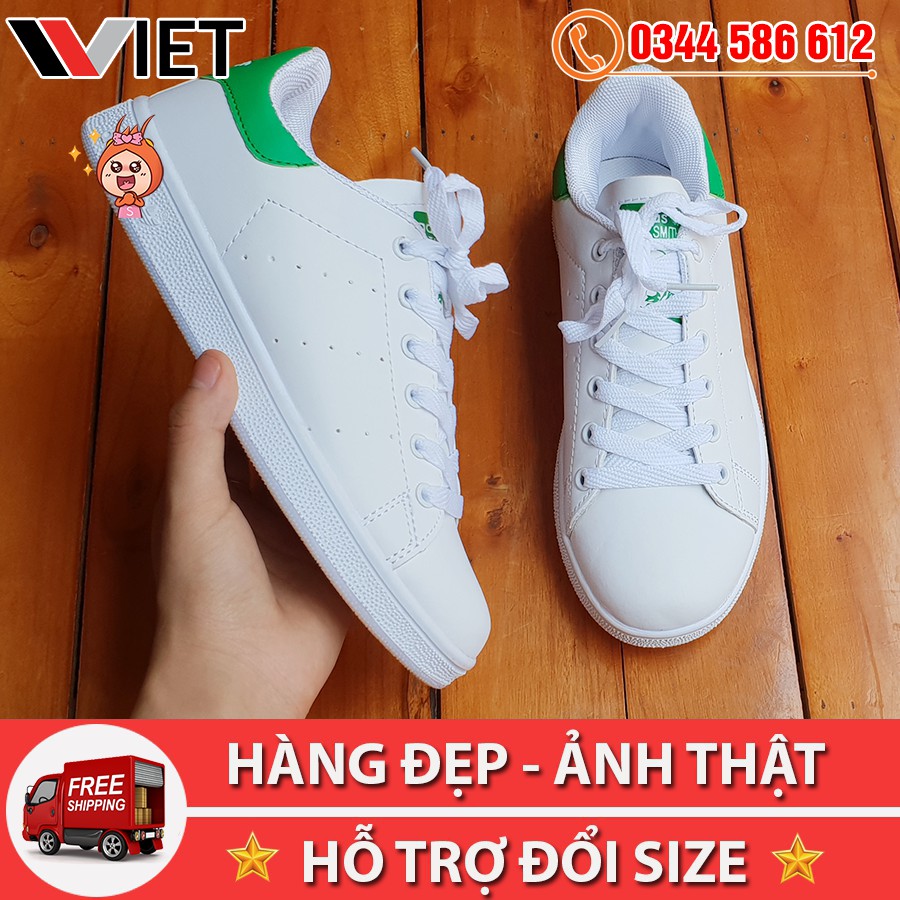 Giày Thể Thao Stan Smith Gót Xanh Lá Siêu Đẹp