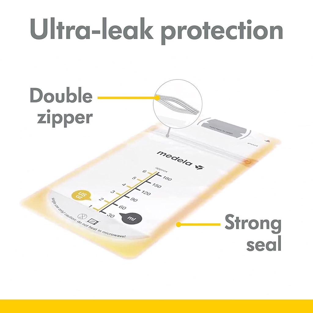 Túi trữ sữa mẹ Medela 180ml chống thủng nguyên hộp loại 50 túi hoặc 100 túi - Hàng chính hãng
