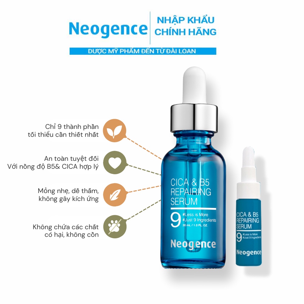 Tinh chất phục hồi săn chắc da B5 Neogence CICA&B5 Repairing Serum 30ml/ lọ và 5ml/ lọ
