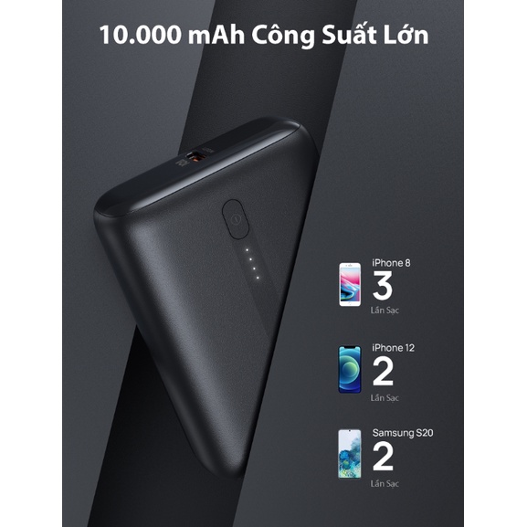 [Mã BMLTA50 giảm 10% đơn 99K] Sạc Dự Phòng Mini Dung Lượng Pin 10000mAh JSAUX PB2201 - Hai Cổng USB-C PD 20W và USB-A