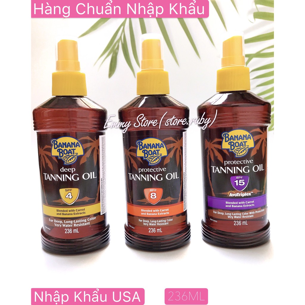 [Nhập Khẩu USA] Dầu phơi nắng Banana Boat Tanning Oil SPF4-SPF8-SPF15 (236ml)