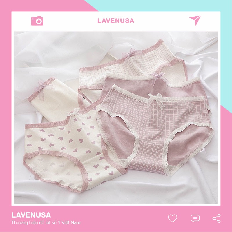 Quần lót Cotton nữ kháng khuẩn viền ren dễ thương thoáng khí LAVENUSA QL20