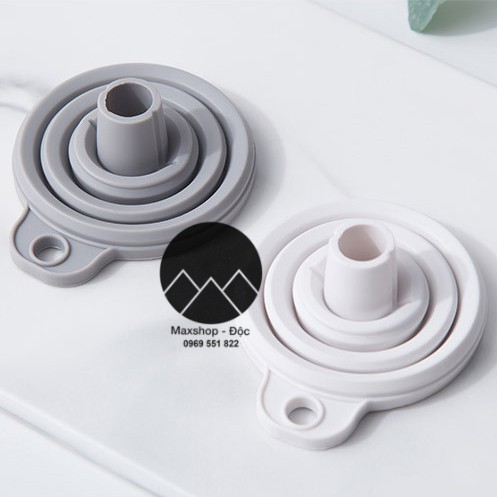 Phễu gấp gọn silicon cao cấp, phễu 2 màu trắng và xám