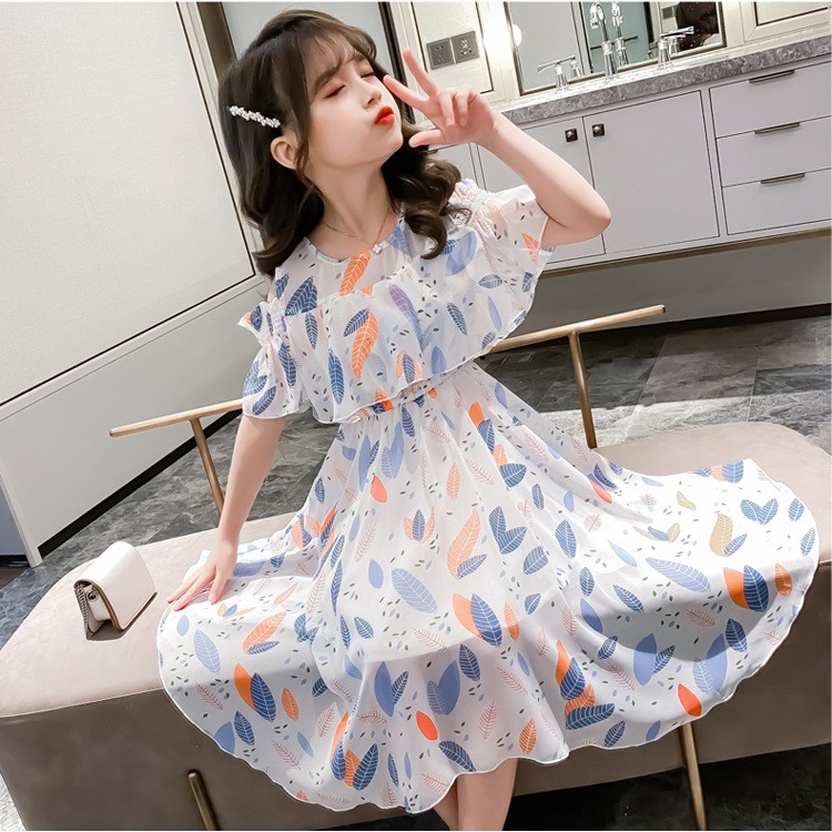 Đầm voan xẻ vai bé gái/ Đầm Voan bé gái/ Đầm Voan Giá Rẻ/ M-A Kid Fashion Giá Rẻ