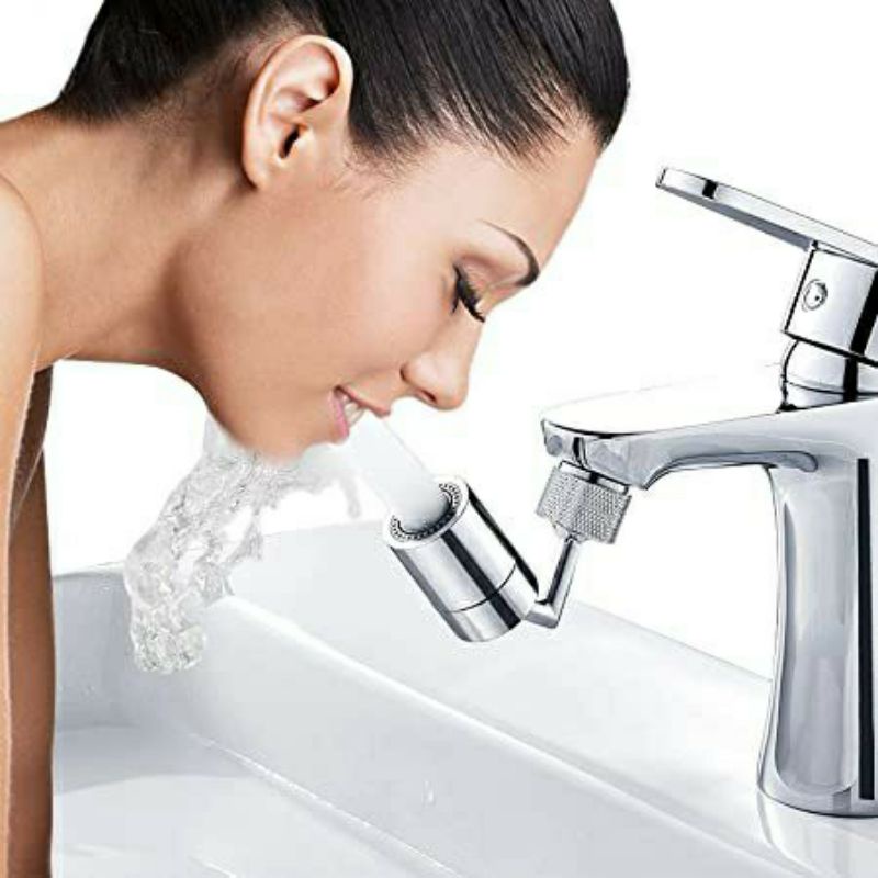 Đầu nối vòi nước tăng áp xoay 720 độ lắp vòi nước chậu rửa bát chén lavabo với 2 chế độ nước chảy