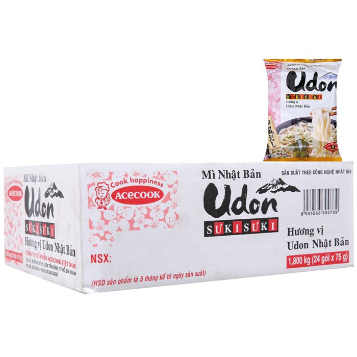 Thùng 24 gói Mì Udon Sưkisưki vị Udon sợi to chuẩn Nhật