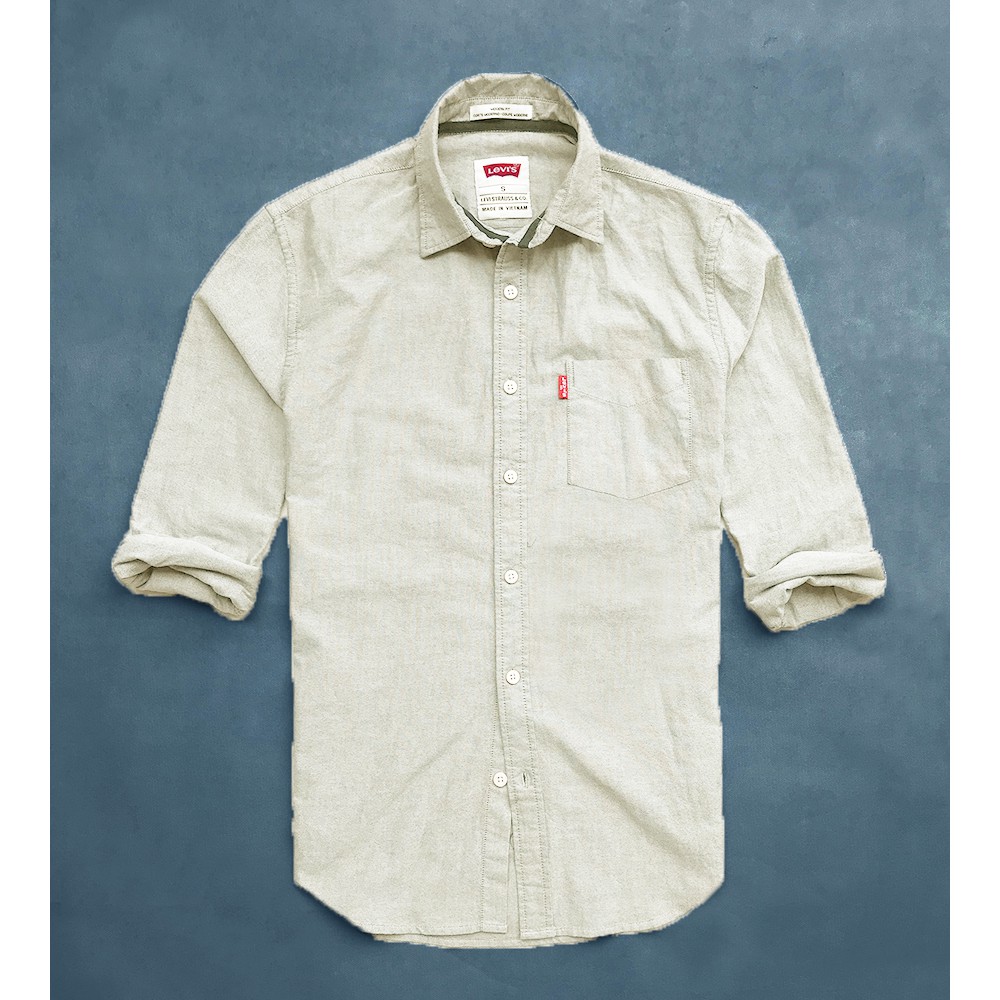 Sơ mi nam Levis tay dài màu trắng kem Oxford - Đẳng Cấp Thời Trang