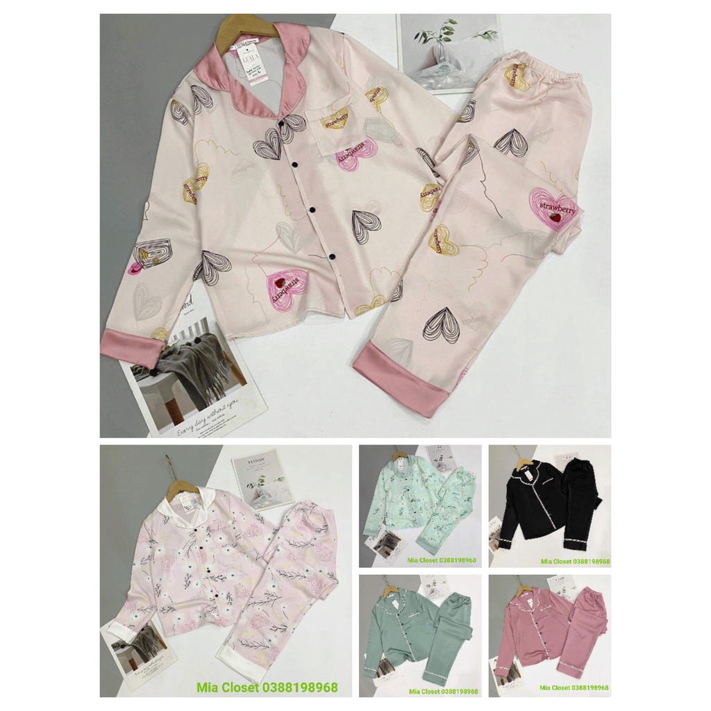 Đồ bộ - Bộ Pyjama Lụa Latin Mango Dài Tay Chất Vải Dày Dặn Ấm Cho Mùa Lạnh