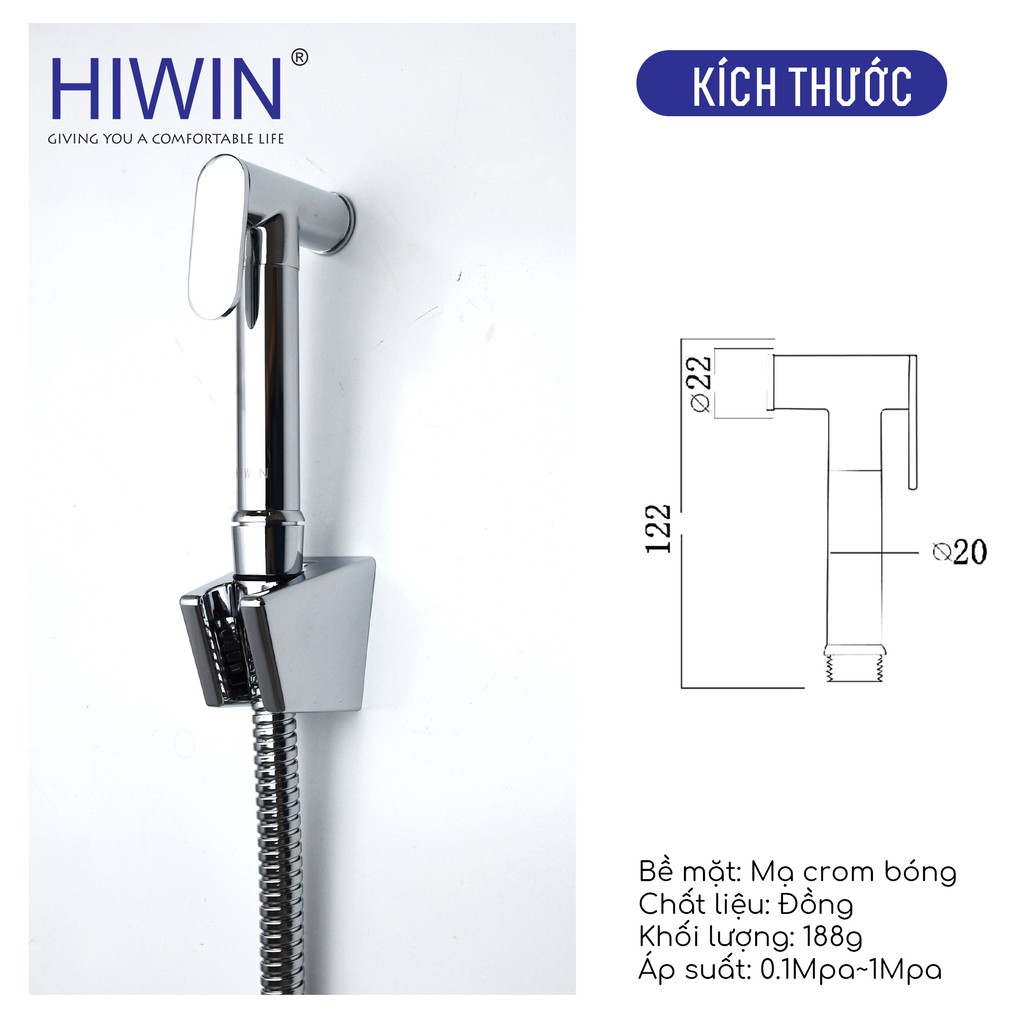 Bộ vòi xịt đa năng đồng mạ mặt gương cao cấp Hiwin PJF-2012