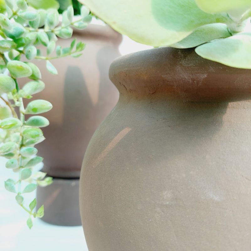 Chậu đất nung, Chậu sen đá - Chum cao, miệng chậu 14cm, chiều cao 20cm